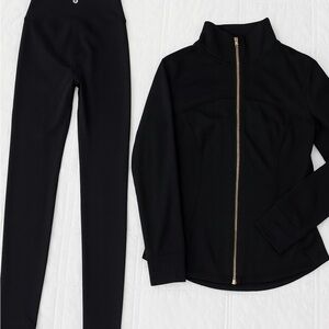 Lululemon Define Black Activewear Set with Gold Zipper